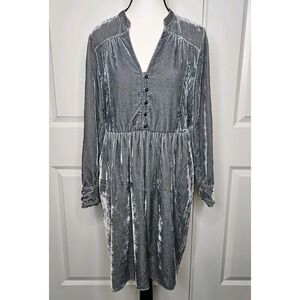 Holding Horses Anthropologie Crushed Velvet Dress Size Small Babydoll Longsleeve